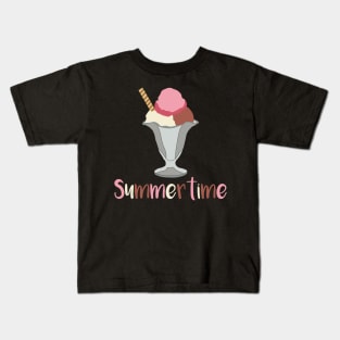 Cute Pastel Summertime Ice Cream Sundae Design Kids T-Shirt